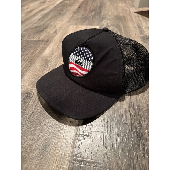 Mens Quiksilver Trucker Hat Adult Snapback Baseball Cap Surfer USA Patriotic - Picture 2 of 4